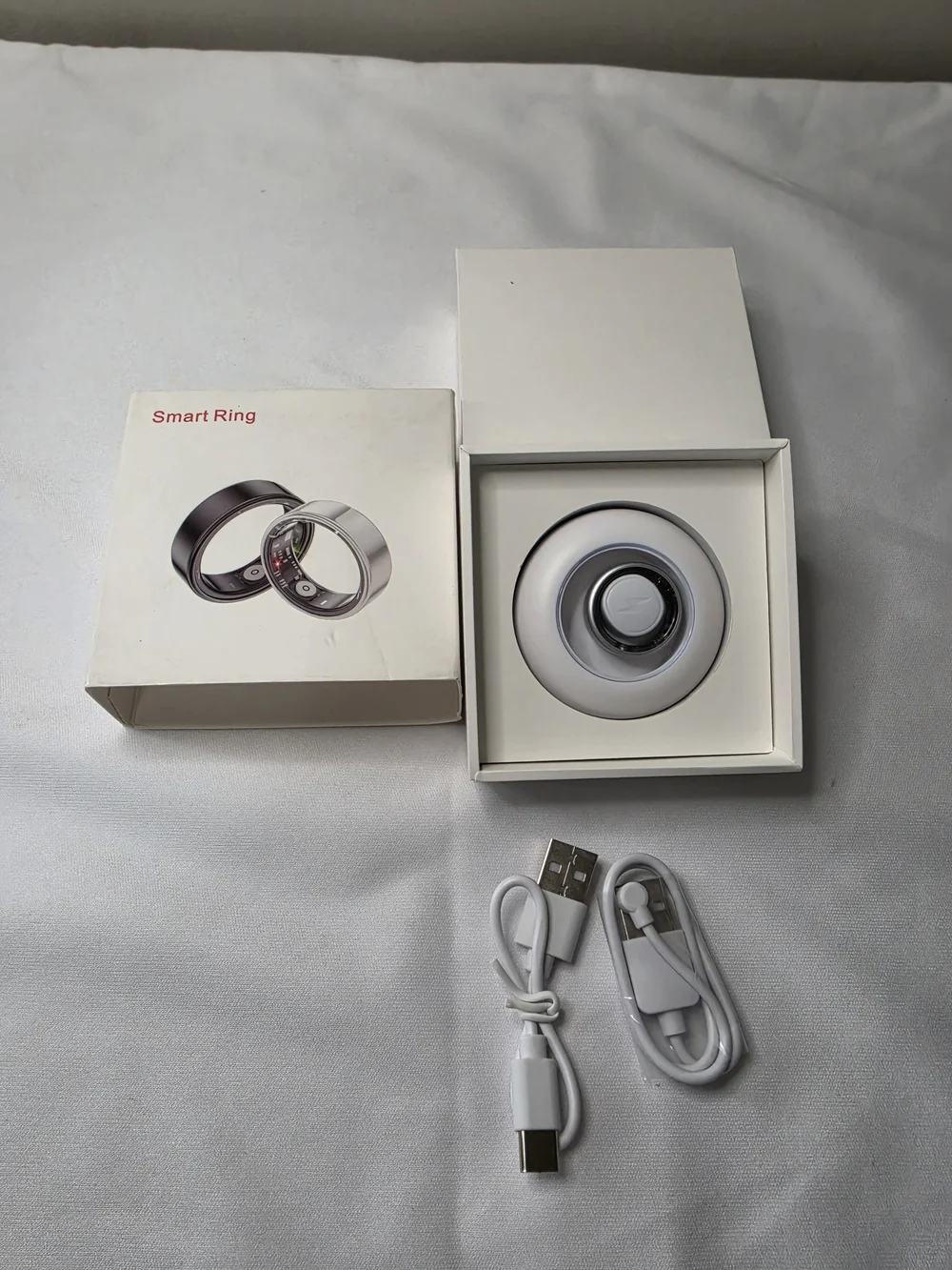 New JRing Smart Ring Fitness & Sleep Tracker - Silver Size 7 with Charger NIB